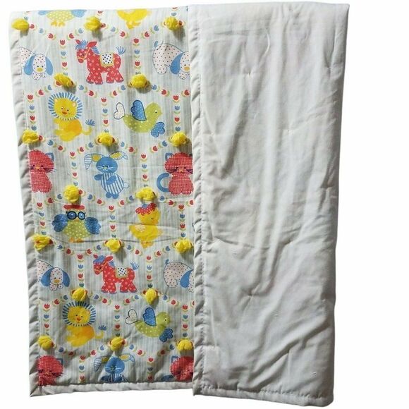 HANDCRAFTED Baby Blanket Multi Color Lovey Animals Cats Dogs Rabbits Horse - Picture 2 of 10